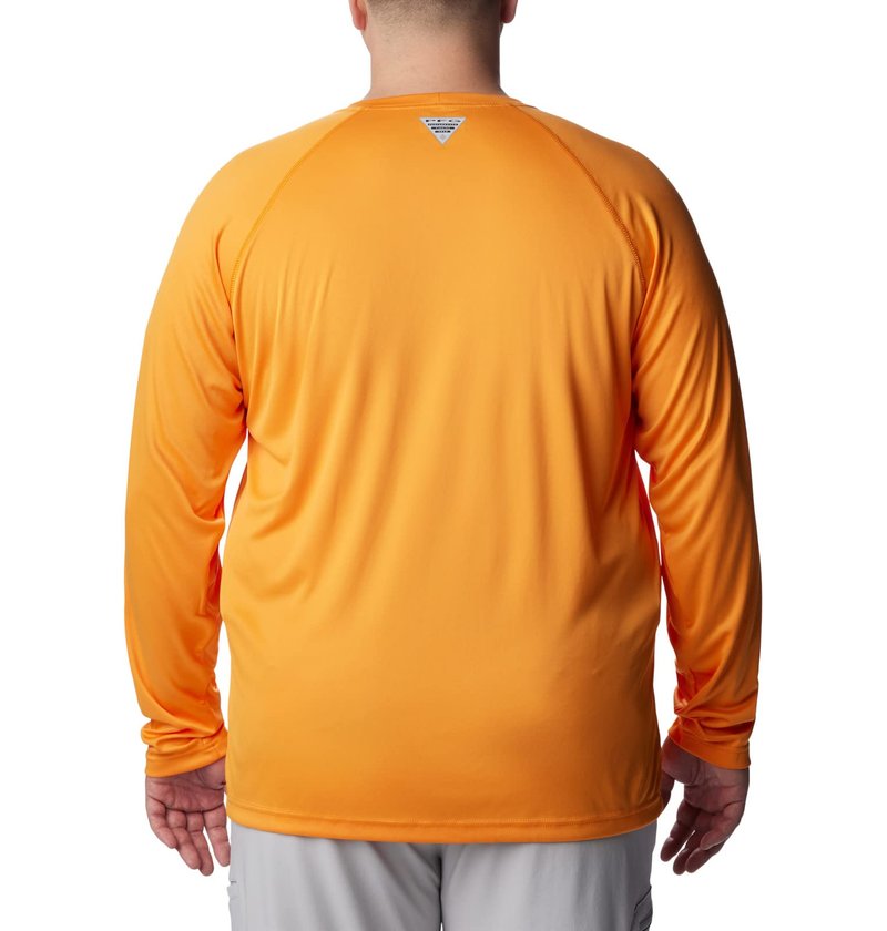 Columbia Men's Terminal Tackle Long Sleeve Fishing Shirt, Orange Blast/Black Logo, Small