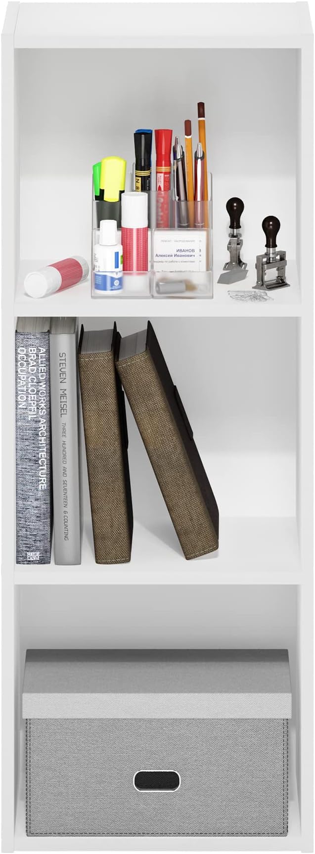 Furinno Pasir 3-Tier No Tool Assembly Open Shelf Bookcase, White