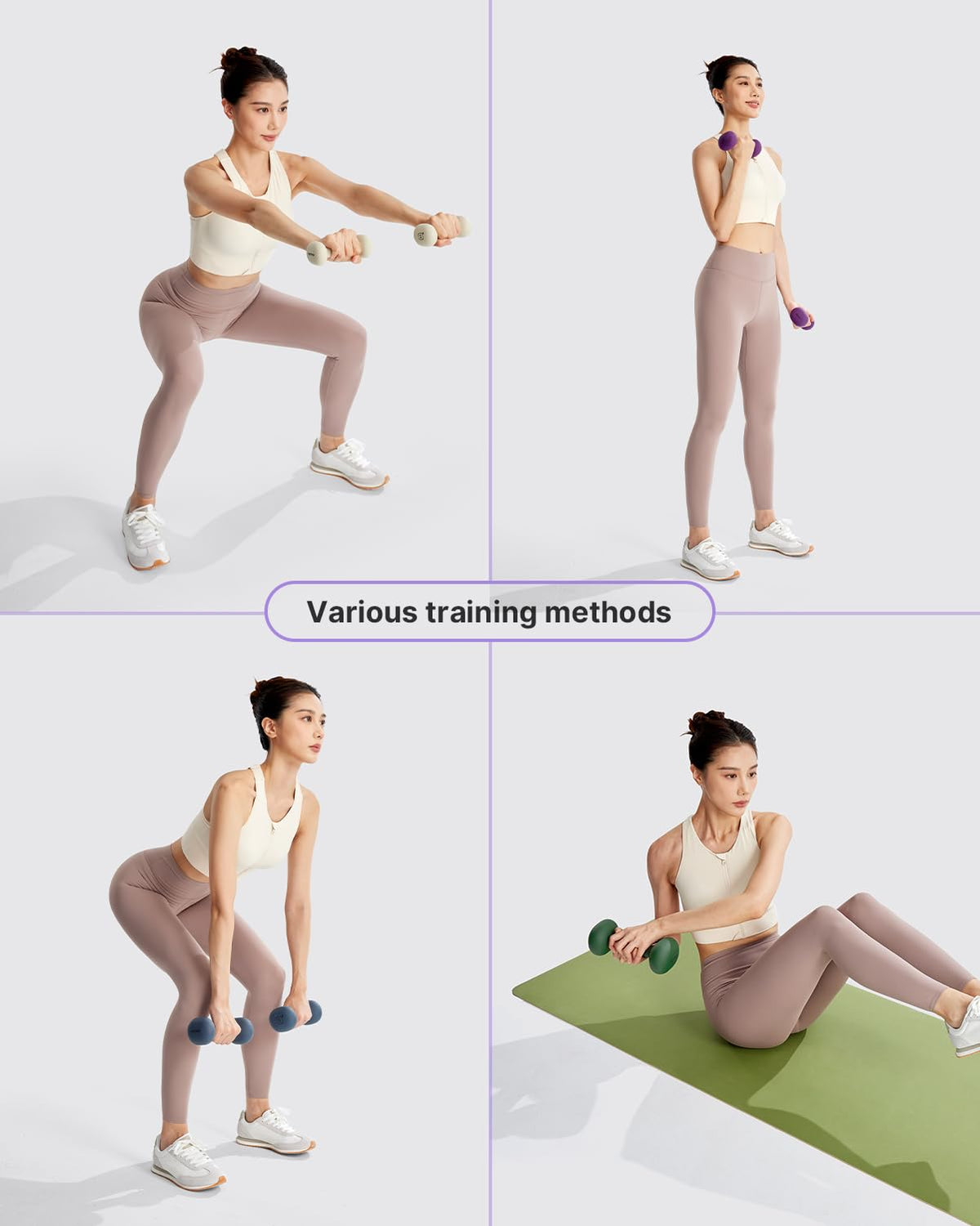 YOTTOY Dumbbell Set of 2,2-15 Pound Hand Weights for Women, Non-Slip Hand Weights for Home Gym, Strength Training, and Full-Body Workouts (Purple, 10LB-Pair)
