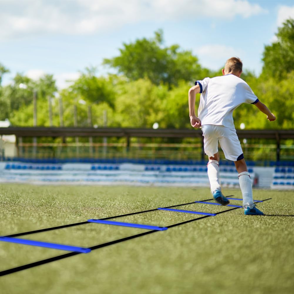 GHB Pro Agility Ladder 2 Pack Agility Training Ladder Speed 12 Rung 20ft with Carrying Bag (Blue)