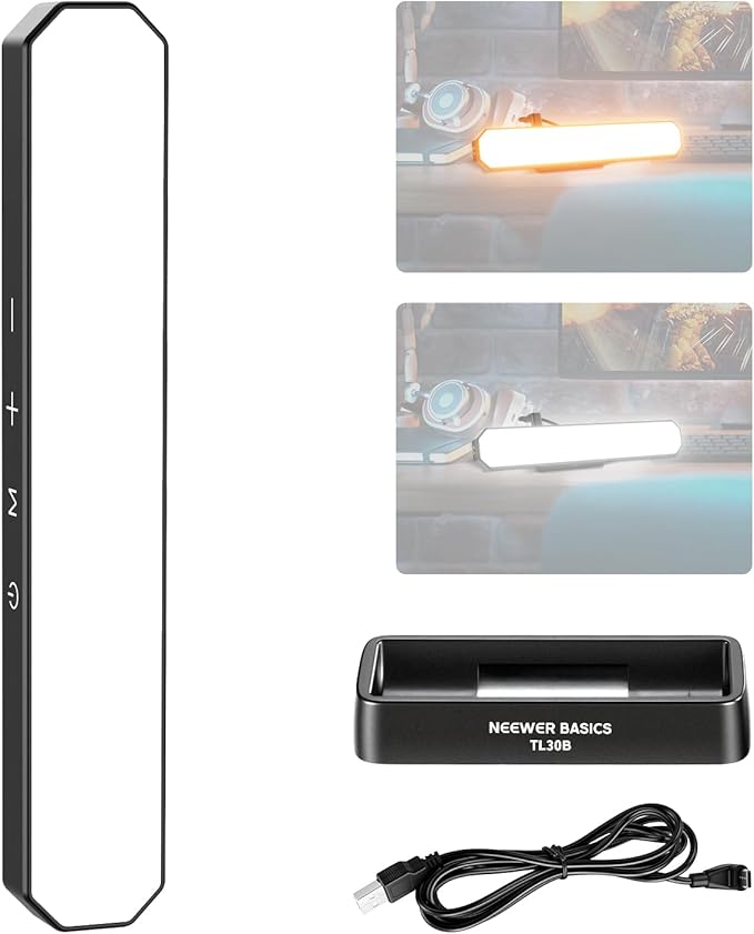 NEEWER Basics LED Chin Fill Lighting CRI95, 6W Bi Color Portable Desk Phone Selfie Photo Light, USB Powered for TikTok Streaming Laptop Video Conference Tripod Recording Travel Makeup, TL30B