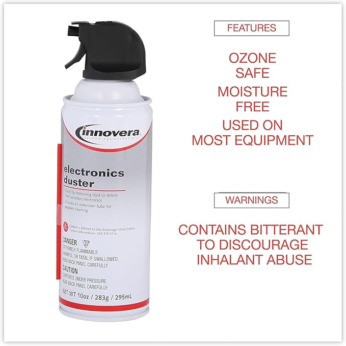 Innovera 10014 Compressed Air Duster Cleaner, 10 oz Can, 4/Pack