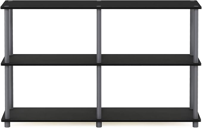 Furinno TURN-N-TUBE Storage Shelves, 3-Tier 47.4 Wide Book Shelf, Corner Shelf, Toolless Open Shelves, for Organization and Storage, Living Room, Garage, Home Office, Black