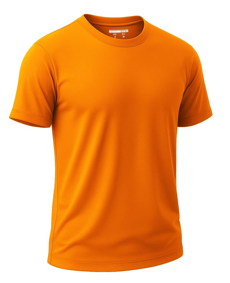 KINGFEN Men's Short Sleeve Cool Comfort UV Protection Shirt Quick Dry Moisture Wicking Soft Crew Neck Sports T-Shirt for Running Orange XXL