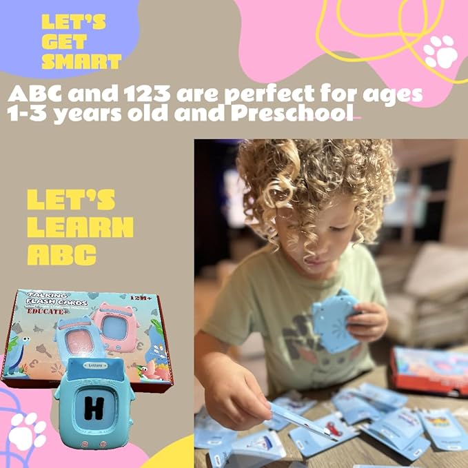 Talking Flash Cards, Preschool Learning Activities, Montessori Toys for 1+ Year Old, Educational Toys, Pocket Speech Therapy Materials with 274 Durable Plastic Words, Valentine Gifts for Boys & Girls