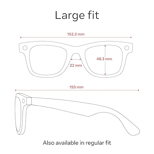 Ray-Ban Meta (Gen 1), Wayfarer, Large Shiny Black | Smart AI Glasses for Men, Women — 12 MP Camera, Open-Ear Speakers for Audio, Video Recording and Bluetooth — Clear Lenses — Wearable Technology