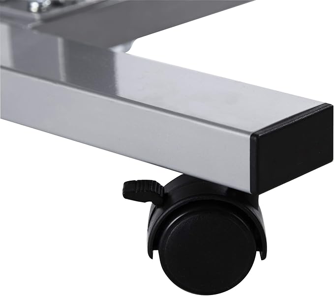 Seville Classics Airlift Height Adjustable Mobile Rolling Laptop Cart Computer Workstation Desk Table for Home, Office, Classroom, Hospital, w/Wheels, Overbed Sit Stand (24"), Espresso