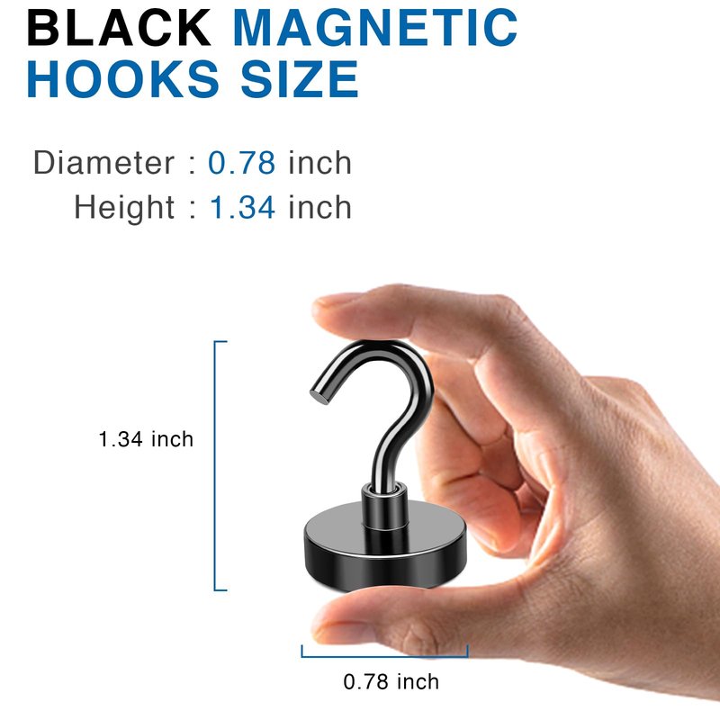 LOVIMAG Magnetic Hooks, 50lbs+ Magnets Hook 2026 Cruise Cabin Ship Essentials Heavy Duty Black Strong Magnet Refrigerator Fridge Hanging for Classroom Beach Vacation Kitchen Grills Home 12 Pack