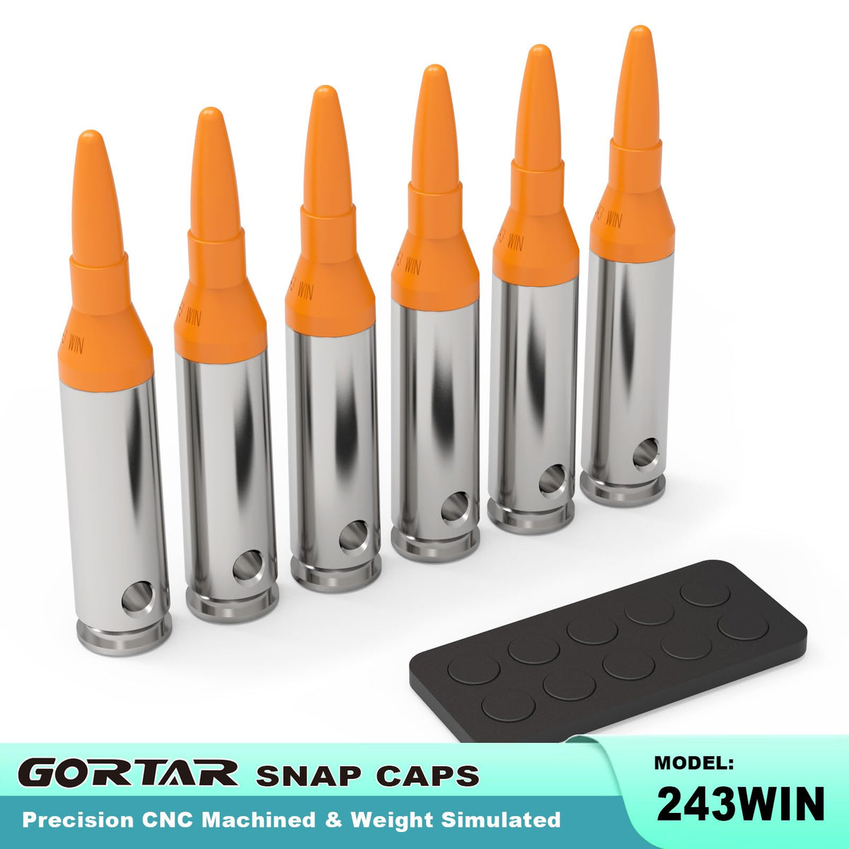 GORTAR 243 Win Snap Caps Training Dummy Rounds Practice Safe Loading Firing Close to Real Weight -6 Pcs