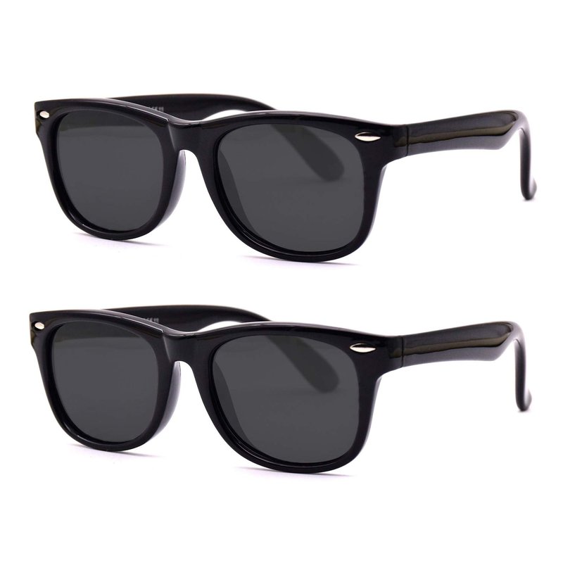 JUSLINK Toddler Sunglasses, Polarized Flexible Boys Girl Baby and Kids Sunglasses Age 2 to 10 (2 Black)