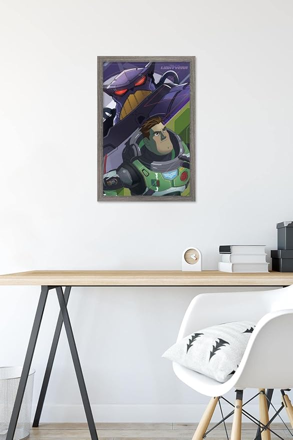 Trends International Disney Pixar Lightyear - Buzz and Zurg Wall Poster, 14.725" x 22.375", Barnwood Framed Version