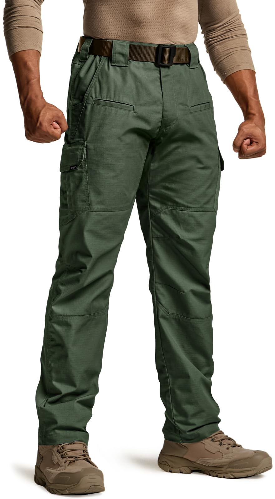 CQR Men's Tactical Pants, Water Resistant Ripstop Cargo Pants, Lightweight EDC Work Hiking Pants, Outdoor Apparel, Raider Green Kelp, 32W x 32L