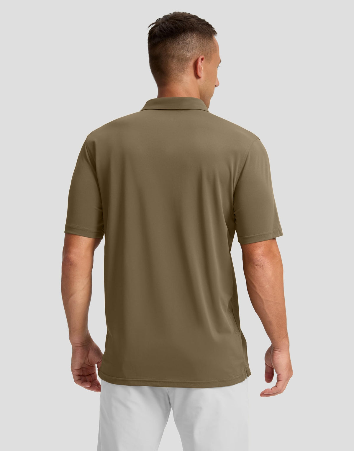 Men's Golf Shirts Dry Fit Moisture Wicking Performance Short Sleeve Collared Polo Shirts for Casual Athletic Business (Khaki, XL)