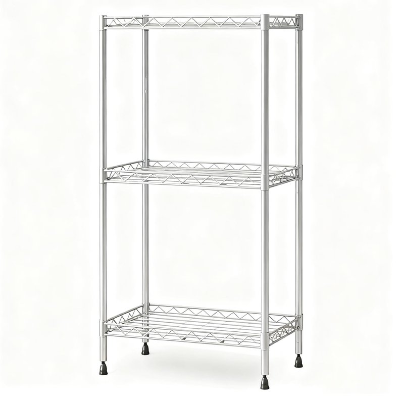 3-Tier Wire Shelving Unit, 1000 lbs Capacity, Adjustable Metal Storage Shelves for Kitchen, Pantry, Garage & Warehouse, Heavy-Duty Steel Organizer (Silver，Easy Assembly)
