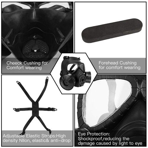 M04 Airsoft Protective Gas Mask, Tactical Full Face Eye Protection Skull Dummy Game Mask with Adjustable Strap for BB Gun CS Cosplay Halloween Masquerade Costume,No Anti-Gas Function,2 Filter Fans