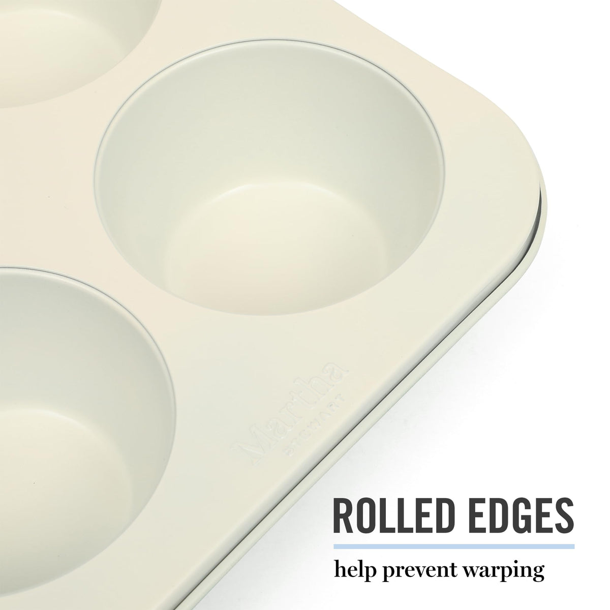 Martha Stewart Gallen 6 Cup Nonstick Carbon Steel Muffin and Cupcake Pan - Teal Durable Bakeware for Muffins, Cupcakes & Mini Cakes