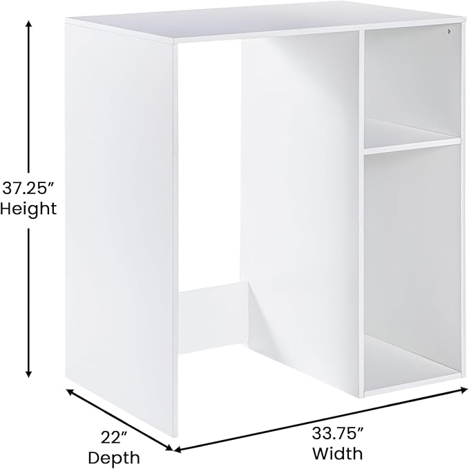 Flash Furniture Lotus Mini Fridge Shelf Organizer, Space Saving Over Shelf for Mini Fridge with Dual Cubby Spaces, Engineered Wood, 33.75" W, White