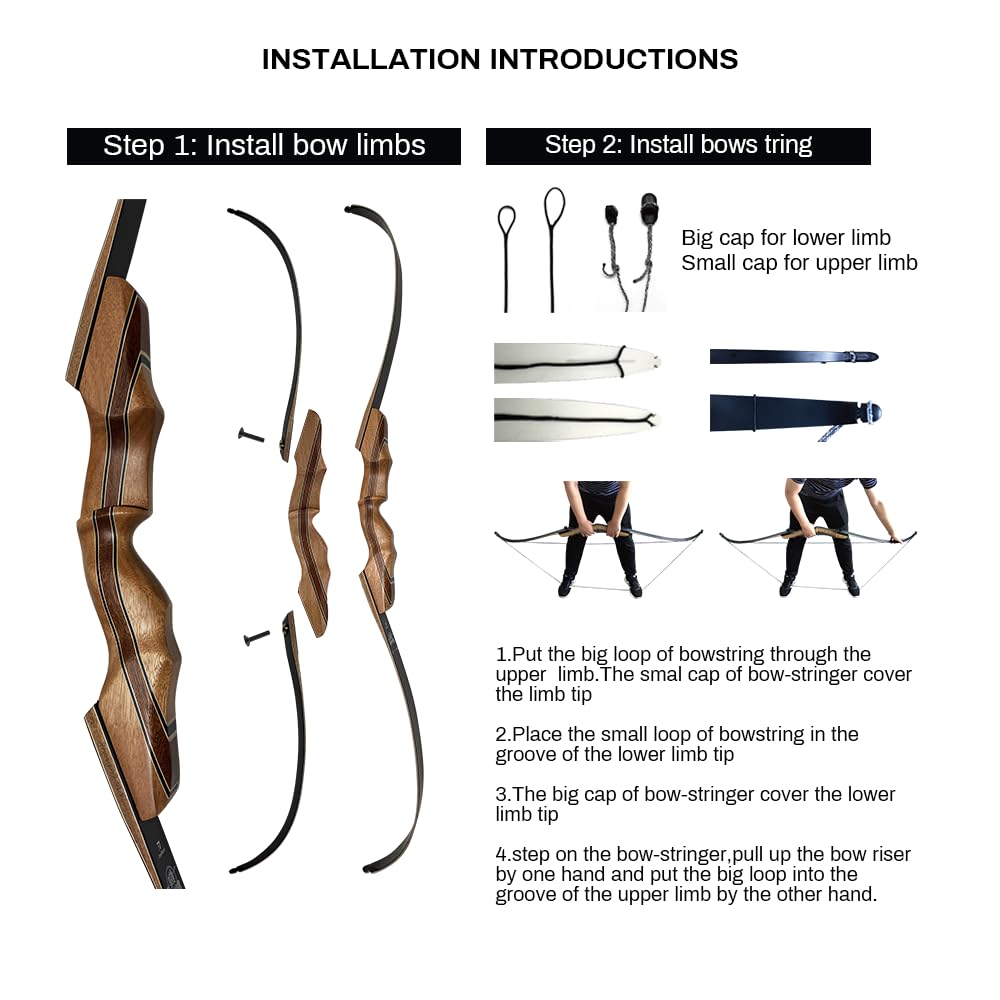 DEERACE Archery 58" 60" Hunting Recurve Bow, Bow and Arrow Set for Adults Youth Beginner Hunting Targeting Archery (35 Lbs, 58")