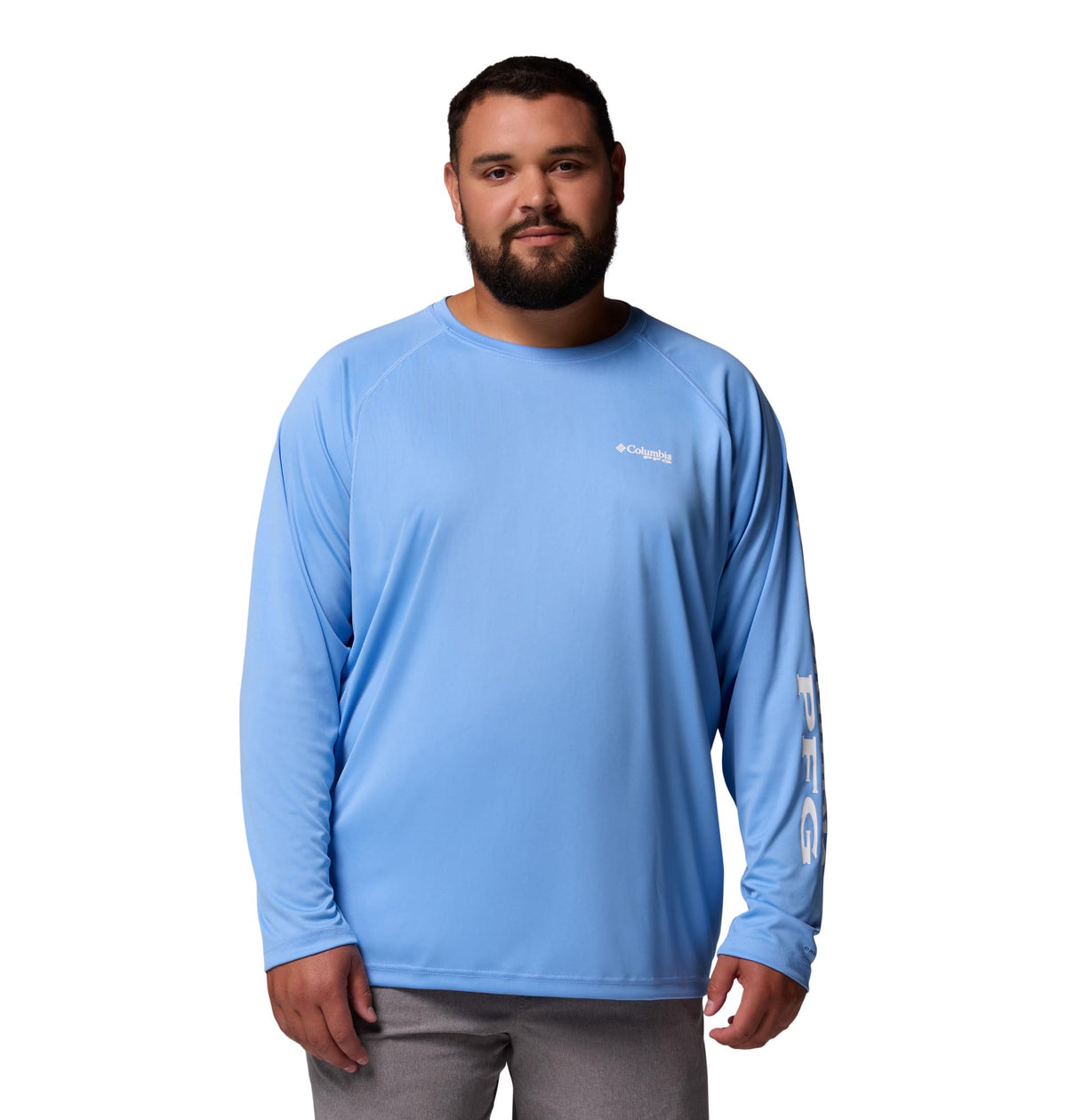 Columbia Men's PFG Terminal Tackle Long Sleeve Fishing Shirt, White Cap/White Logo, X-Small