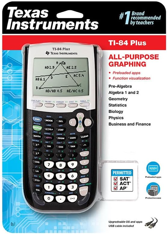 Texas Instruments TI-84 Plus Graphics Calculator, Black 320 x 240 pixels (2.8" diagonal)