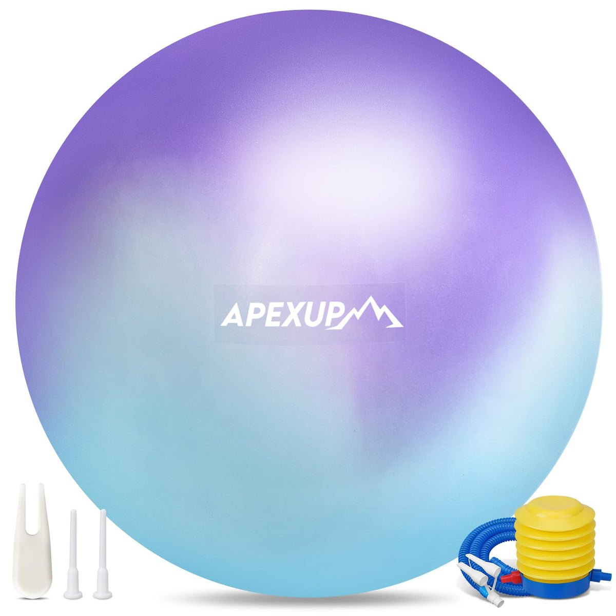 APEXUP Yoga Ball, 660 lbs Anti-Burst Exercise Ball with Pump, 5 Sizes (S (15"~18") 45cm, Blue Purple)