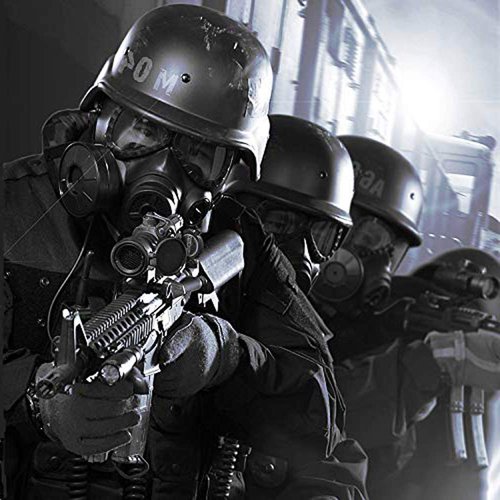 M04 Airsoft Protective Gas Mask, Tactical Full Face Eye Protection Skull Dummy Game Mask with Adjustable Strap for BB Gun CS Cosplay Halloween Masquerade Costume,No Anti-Gas Function,2 Filter Fans