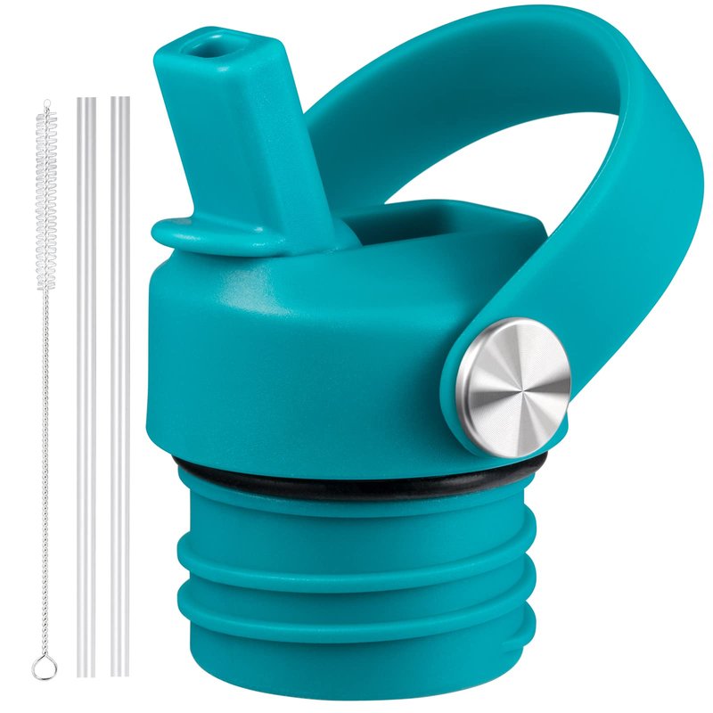 DBIW Straw Lid Compatible with Standard Mouth 24 oz 21 oz Hydro Flask, Lids with Straw Fits Hydroflask Water Bottles, Replacement Top, Straws Cap with Flexible Handle (Laguna)