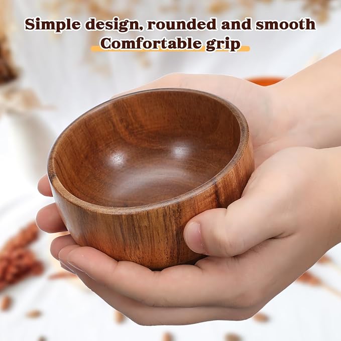 STOBOK Wooden Salad Bowl Wooden Snack Serving Bowl Round Container for Food, Fruits, Salads and Tableware Decoration for Home Kitchen Supplies, 11X6CM