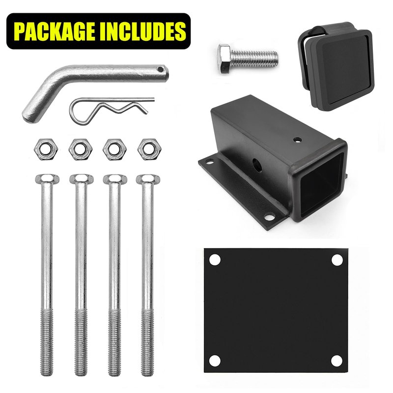KAIRAY Bolt-on RV Bumper Hitch Receiver Adapter for 4-4.5'' Beams，2'' Receiver Opening, Trailer Rear Bumper for Camper Bike Racks Cargo Carriers