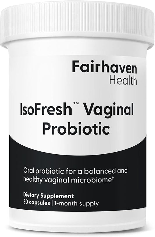 Fairhaven Health IsoFresh Vaginal Probiotics for Women | Supports Healthy pH Balance and Vaginal Odor* | One Per Day | Lactobacillus Blend | Gluten Free Supplement | 30 Capsules