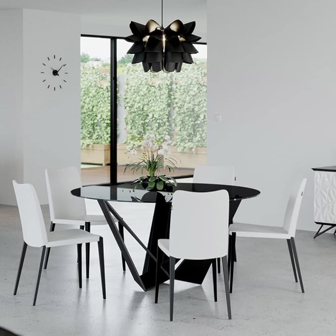 ZURI Modern Jordan Dining Chair in White Leatherette and Matte Black Steel Base