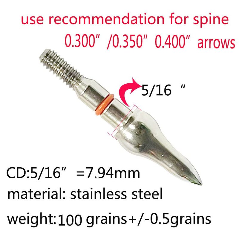 Field Points arrowheads 100 Grains Archery Field Points, 5/16" Stainless Steel Screw in Archery Field Tips and Broadheads (1 Dozen 12 PCS)