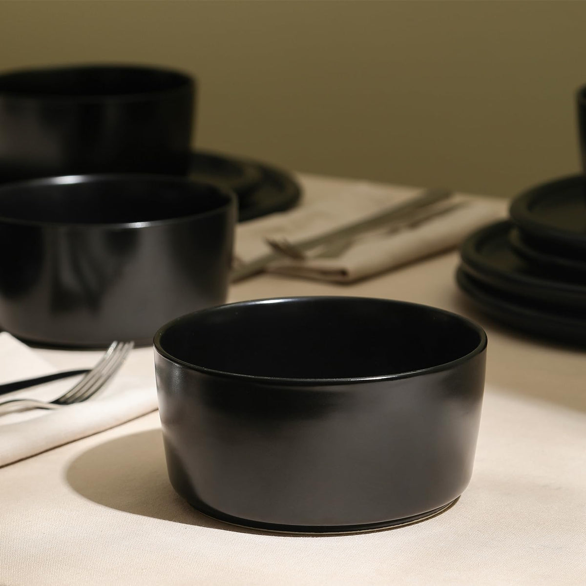 Stone Lain Eden 24-Piece Dinnerware Set Stoneware, Plates and Bowls Set, Dishwasher and Microwave Safe Dish, Dish Set for 8, Dark Blue