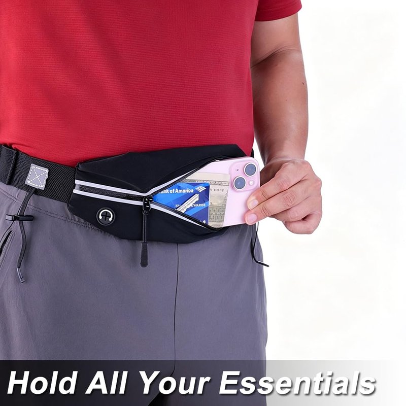 RJ-Sport Triathlon Belt with Pouch - Race Number Bib Holder with 6 Gel Loops, Ideal for Running, Cycling & Marathon (Grey)