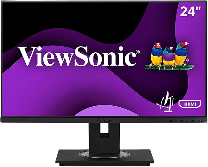 ViewSonic VG2448A 24 Inch IPS 1080p Ergonomic Monitor with Ultra-Thin Bezels, HDMI, DisplayPort, USB, VGA, and 40 Degree Tilt for Home and Office