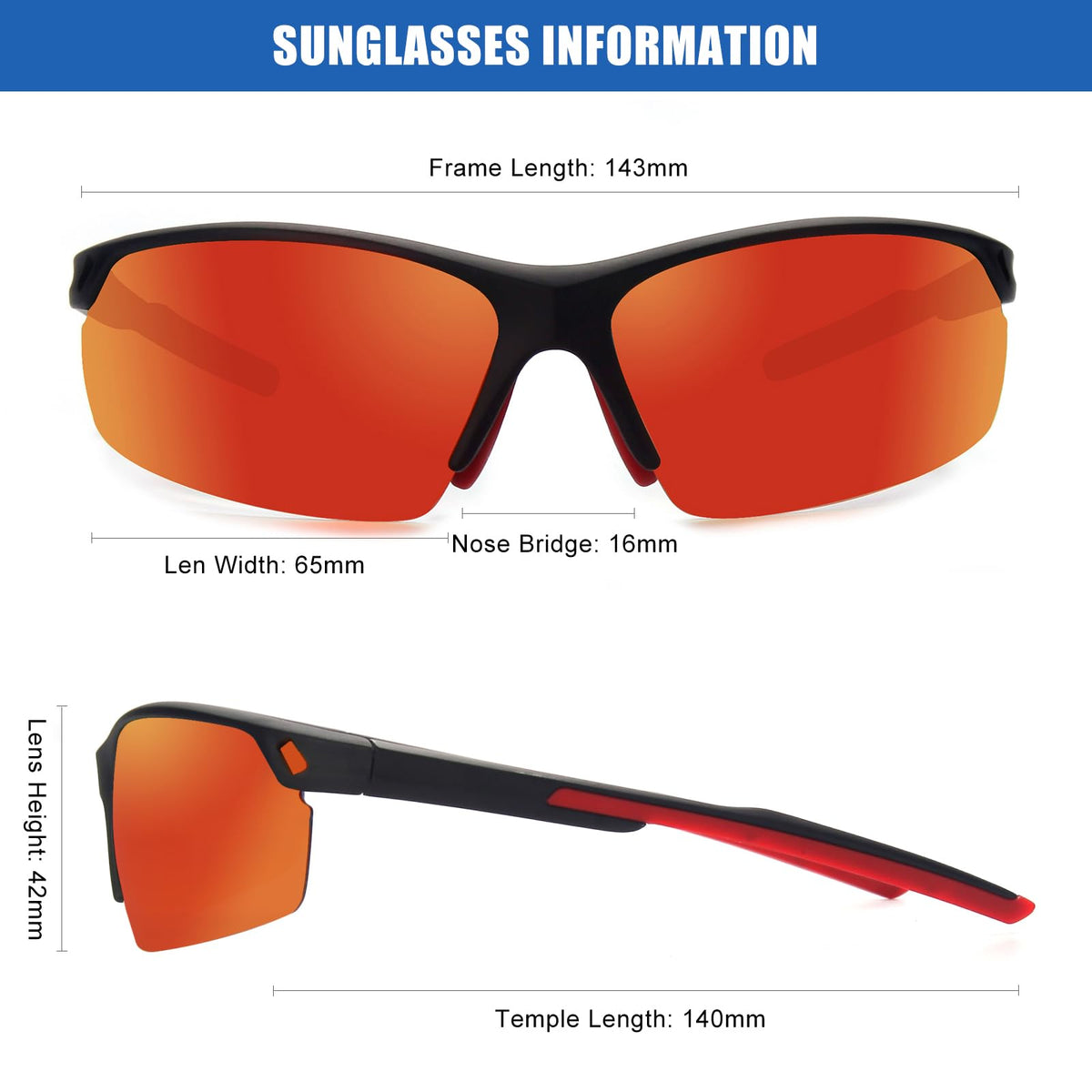 SKYWAY Polarized Sunglasses for Men Women, Wrap Around Sports Sun Glasses Lightweight TR90 Frame UV400 Protection