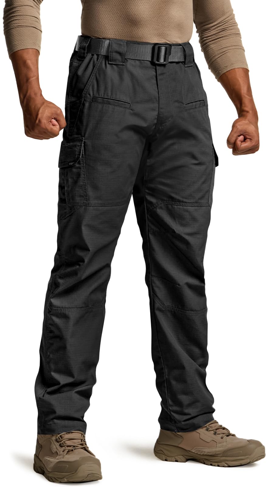 CQR Men's Tactical Pants, Water Resistant Ripstop Cargo Pants, Lightweight EDC Work Hiking Pants, Outdoor Apparel, Raider Black, 36W x 34L