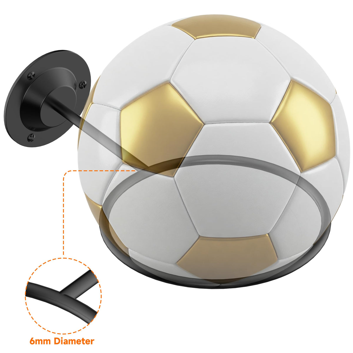 S SUCHEK Basketball Holder Wall Mount, Ball Holder Wall Mount, Ball Display Wall Storage for Basketball, Soccer Ball, Volleyball, Football, Rugby(4 Pieces, Black)