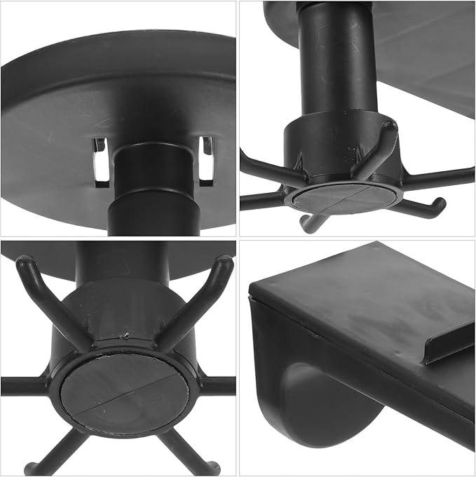 2pcs Wall Mounted Kitchen Utensil Hooks Multi-Functional 6-Claw Rotating Adhesive Hanger Black for Hanging Cooking Tools Under Cabinet Storage