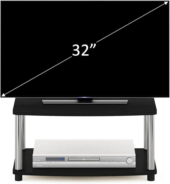 Furinno Turn-N-Tube No Tools 2-Tier Elevated TV Stand, Stainless Steel Tubes, Americano/Chrome, 13191AMSS