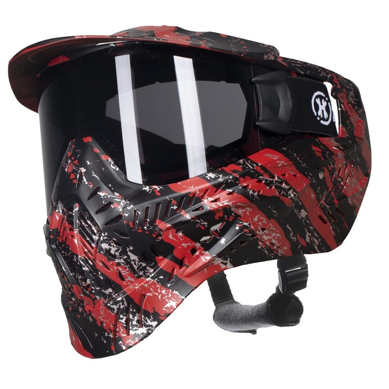 HK Army HSTL Goggle Paintball Airsoft Mask with Anti Fog Thermal Lens (Fracture Black/Red/Smoke Lens)