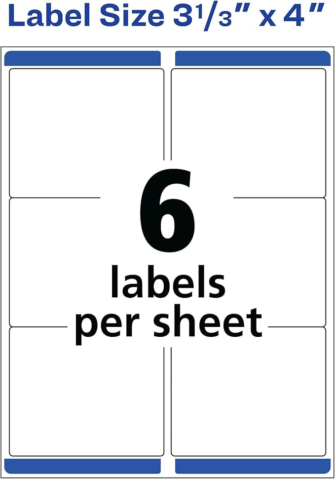 Avery Printable Shipping Labels with Sure Feed, 3-1/3" x 4", Matte Clear, 60 Blank Mailing Labels (18664)