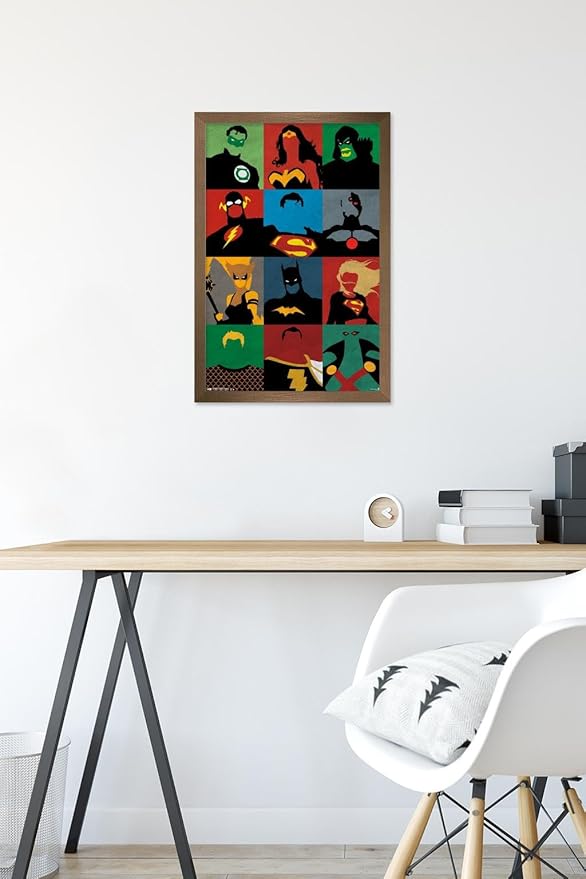 Trends International DC Comics - Justice League - Minimalist Wall Poster, 14.725" x 22.375", Bronze Framed Version