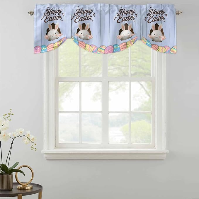 Blue Easter Tie Up Valance Curtains