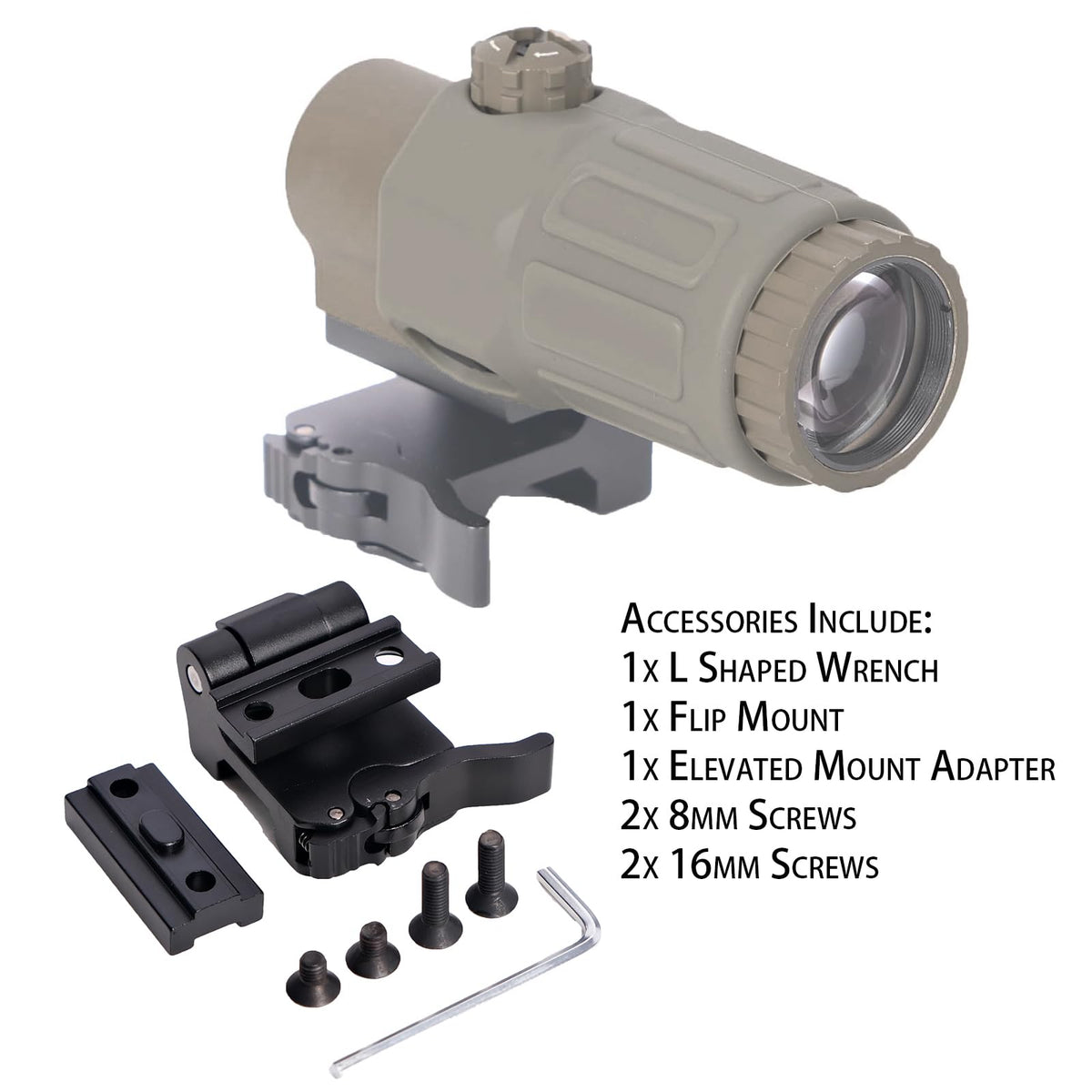 Bravary 558 G33 Holographic Sight Magnifier Combo for Airsoft Red & Green Dot Holographic Reflex Sight Scope w/ G33 3X Magnifier Combo Built-in Flip QD Mount