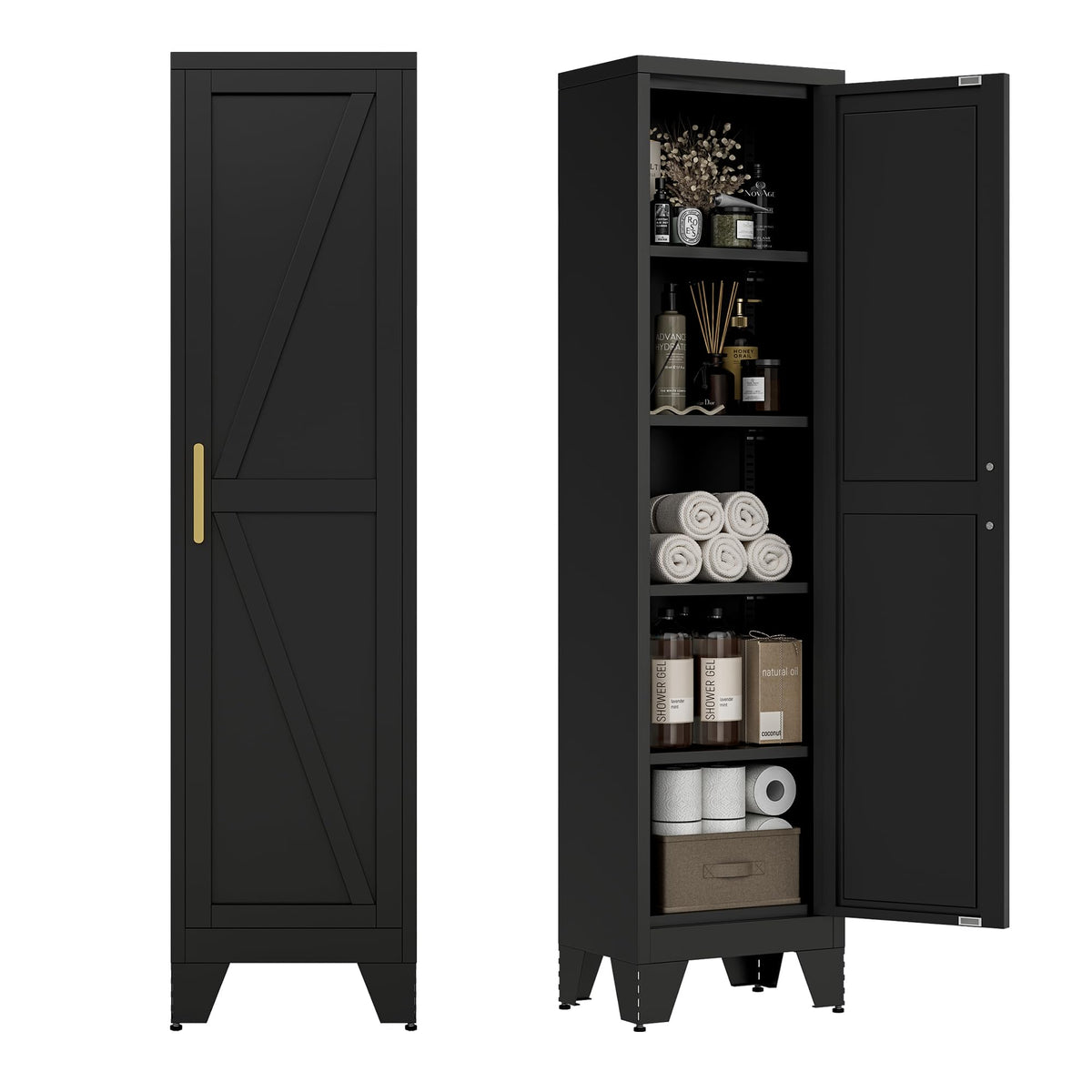 LCAOPC 71" Tall Pantry Storage Cabinet with Drawer and Adjustable Shelves, Freestanding Tall Kitchen Cupboard Storage Cabinet for Kitchen,Dining Room, Living Room, White