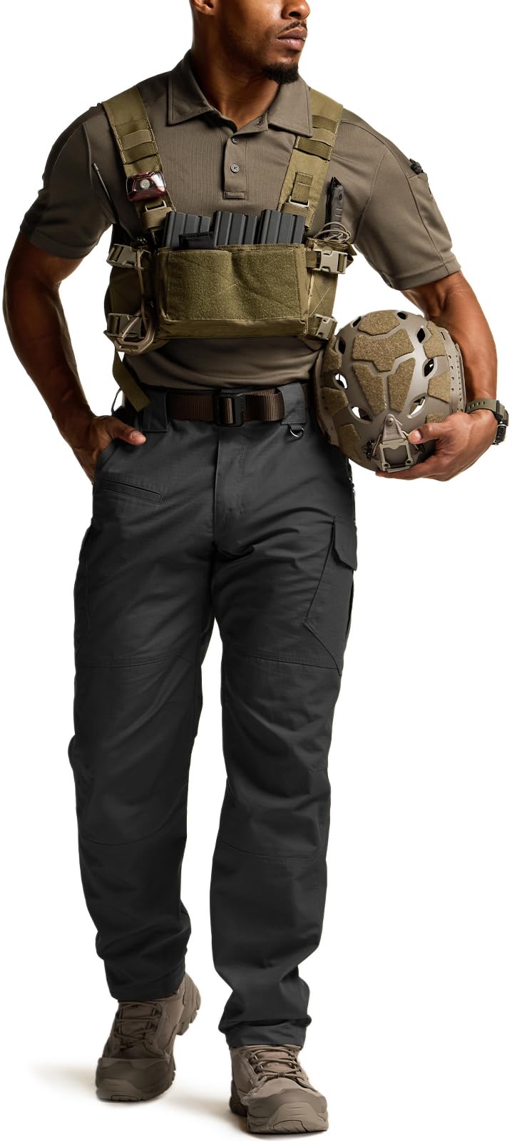 CQR Men's Tactical Pants, Water Resistant Ripstop Cargo Pants, Lightweight EDC Work Hiking Pants, Outdoor Apparel, Raider Mag Pocket Black, 40W x 34L