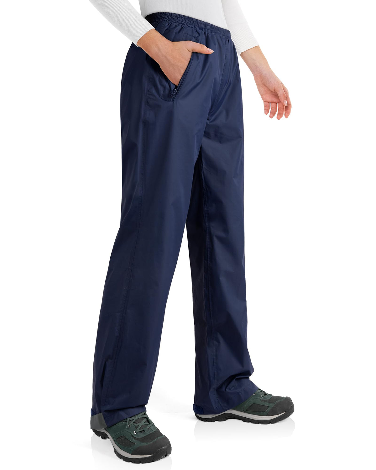 33,000ft Packable Rain Pants for Women Waterproof Pants Lightweight Rain Over Pants Outdoor Windproof Pant for Golf Hiking Navy