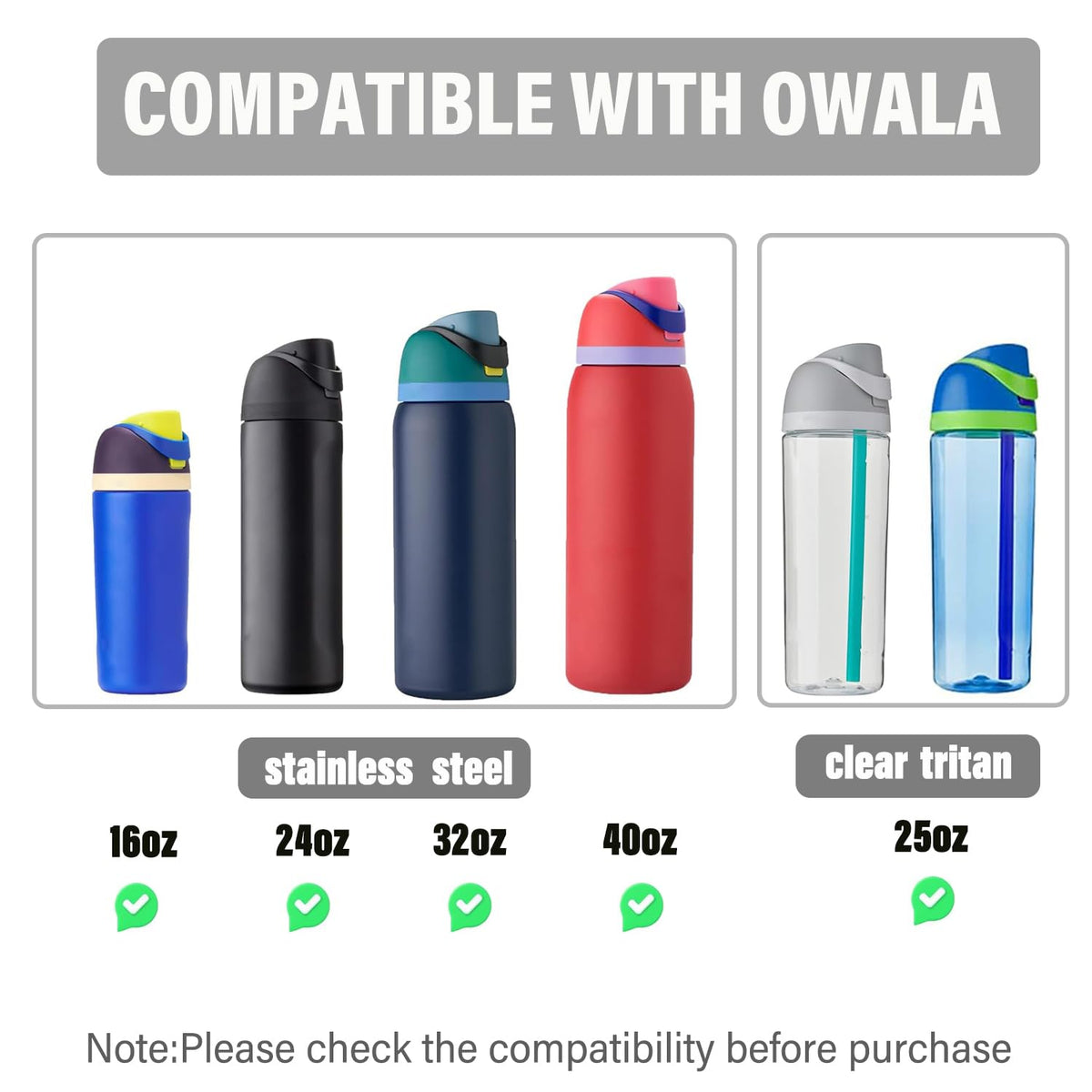 Replacement Lid for Owala Freesip, Compatible with Owala Cup 16oz 24oz 32oz 40oz, One Button Water Bottle Top Lid Replacement Accessory and Straws, Leakproof, BPA-Free (fog)