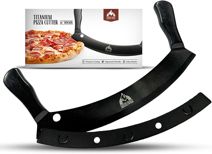 Chicago Brick Oven 12-Inch Pizza Cutter Rocker Blade with Protective Cover